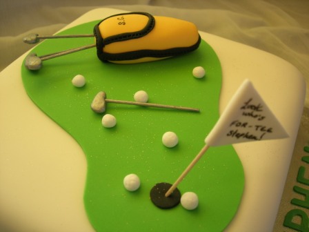Close-up of golf-themed cake