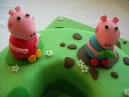 Close-up of Peppa Pig cake