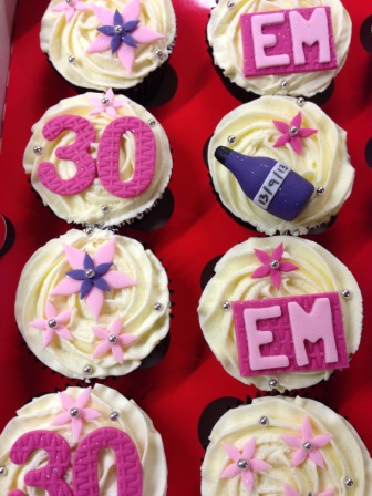 Birthday cupcakes with rose swirl